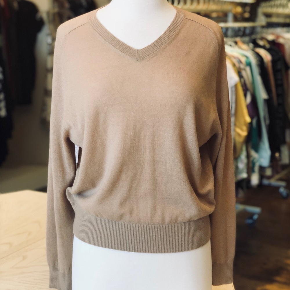 VINCE Tan Cashmere Sweater Shirt Top S